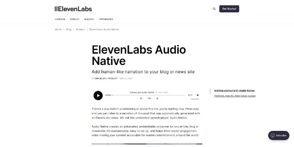 Audio Native ElevenLabs